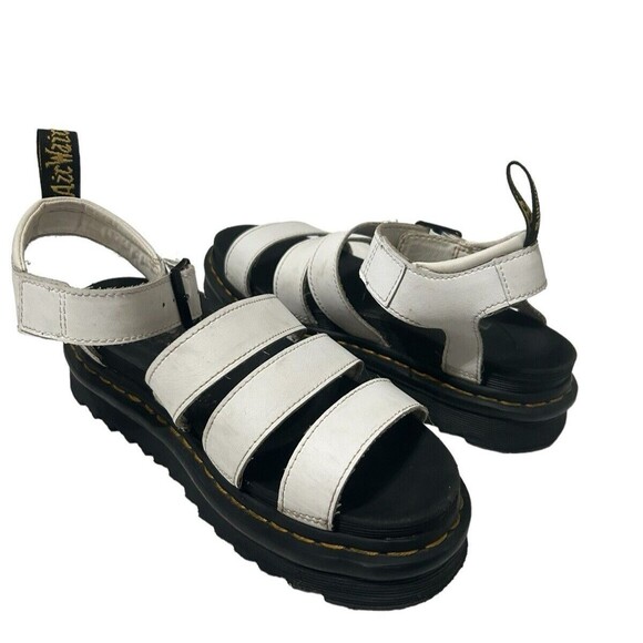 DR MARTENS Blaire Platform Chunky Sandals Three Strap White Leather Y2K Sz 7 - Picture 2 of 12